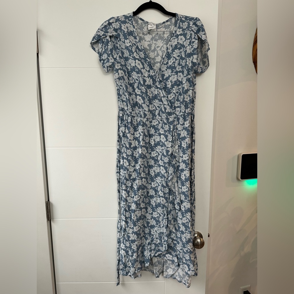 Chic Blue Floral Midi Dress